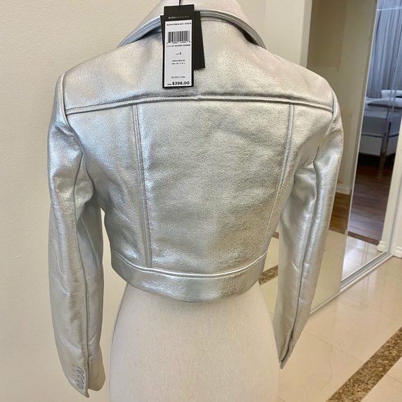 Silver aviator crop jacket. - Picture 3 of 4